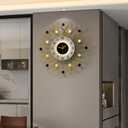 Large Gold Starburst Wall Clcok with Light for Living Room Decor, 24 Inch