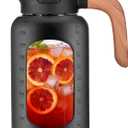 84 oz/2.5 Liter Glass Pitcher with Lid and Handle, Glass Carafe/Jug for Hot/Cold Water, Large Iced Tea Pitcher for Coffee, Juice and Homemade Beverage (Black)