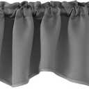 Deconovo Valances for Windows, Kitchen Valance for Window Topper, Scalloped Room Darkeing Small Curtain for Living Room Bedroom, Rod Pocket, Machine Washable, 52x18 Inch, 1 Panel, Light Grey