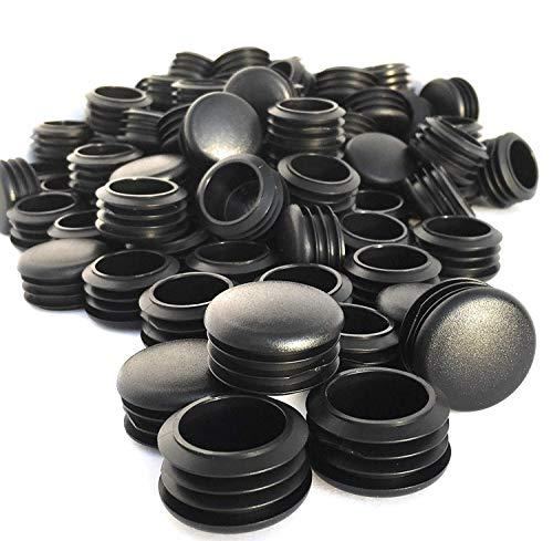 EZends Premium Grade 1 1/4 Inch Round Plastic Plugs, Extra Durable 14-20 Gauge (20 Pack) Pipe Plug Tubing End Cap, Black Round End Caps, Durable Chair Glide Sliders, Furniture Floor Protection