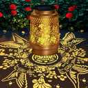 Hummingbird Solar Lanterns Outdoor Waterproof, Hanging Solar Lights Garden Decor, Metal Garden Lights for Yard, Patio, Lawn, Landscape, Gifts for Women Mom Grandma, Mothers Day
