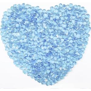 0.88LB Light Blue Fish Tank Gravel Aquarium Glass Stones Sea Glass Pebbles Aquarium Gravel Rocks Fish Tank Rocks, Beads Pebbles Rock Sand Glass Gems Stones for Vase Filler Turtle Fish Tank Decoration Pack of 2