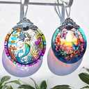 2 x Mermaid Stained Glass Ornament - Christmas Tree Decor, Mermaid Gifts & Holiday Xmas Gifts Ideas