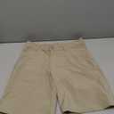 IZOD Boys' School Uniform Flat Front Khaki Shorts, Moisture Wicking Performance Fabric, Wrinkle & Fade Resistant (16, Khaki)