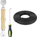 Screen Repair Kit -Screen Roller Tool with Bearing&Spline Removal Hook&Retainer Spline (25 ft) for Installing Door and Window Screens