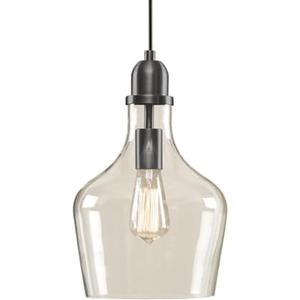 INK+IVY Auburn Pendant Kitchen Lighting for Dining Room, Industrial Lights, Hand-blown Glass Bell Shaped Pendant Light for Kitchen Island, Foyer, Bedroom, 9" Dia x 95.5" H, Bronze/Clear