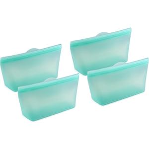 Home Logic Reusable Quart Bags - Set of 4 Pool Blue Silicone Freezer Bags, Airtight Leak Resistant Reusable Zip Bags for Kitchen Home Food Prep, Microwave & Sous Vide Safe