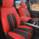 Leather Car Seat Covers for Dodge Ram 1500 4 Door 2019-2026 Crew Cab, Custom Fit Truck Seat Protectors Full Set, Red Black (Bucket Seat with Reclining Rear Seat)