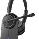 Wireless Headset with Mic for Work, Bluetooth Headset with Microphone (Noise Cancelling & Mute Button), Wireless Headphones with Mic for Work from Home/Office/PC/Call Center/Computer/Laptop/Teams/Zoom (Black)
