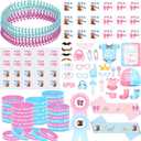 224 Pcs Gender Reveal Party Supplies Favors, Blue and Pink Gender Reveal Ideas Games Supplies, Team Bracelets and Button Pins