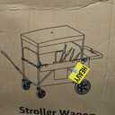 4 Seater Wagon Stroller for Kids, Collapsible Wagon Stroller with Removable Canopy, Foldable Stroller Wagon with Seat and Storage Pocket for Baby Toddlers Black