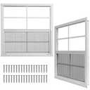 Yuzzy Shed Windows 2 Pack, Chicken Coop Windows 30" x 30" with Tempered Glass and Fiberglass Screen, Flush Mounted Small Window for Shed, Barns, Playhouse, Household, Garage (White)