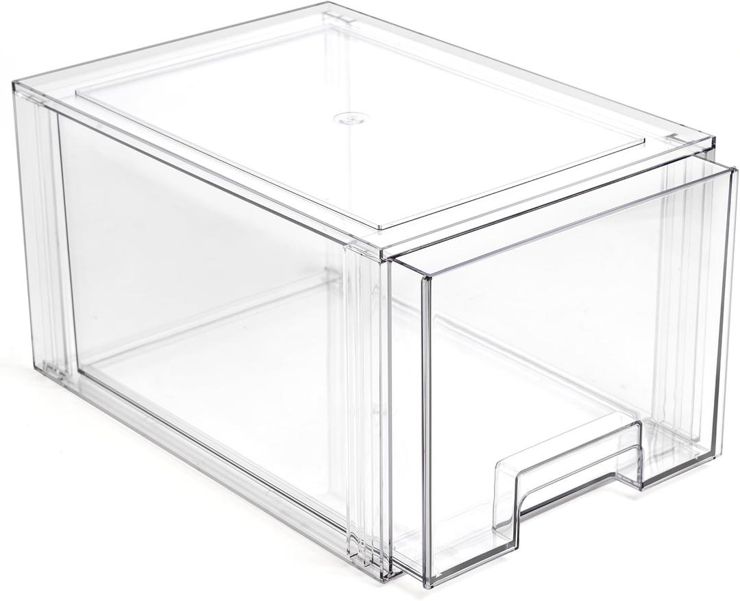 BINO | Stackable Storage Drawers, Tall Large - Clear | THE CRATE COLLECTION | Storage Bins With Drawers | Bathroom Organizers | Under Sink Organizer | Vanity Cabinet Home Organization