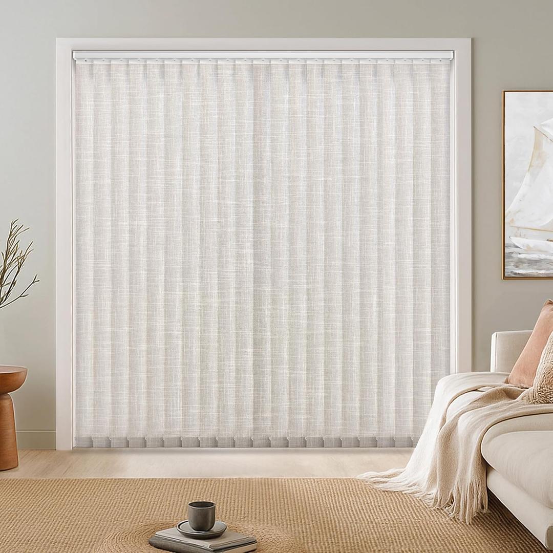 LazBlinds Light Filtering Vertical Blinds Replacement Slats Polyester Fabric for Sliding Glass Door, Patio & Windows, 82.5"x3.5", 34 Pack, Light Beige