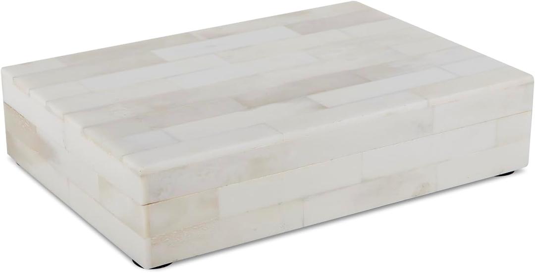 Handicrafts Home Handmade Classic Pattern Decorative Box - Storage Organizer, Decor Centrepiece, Memory Keepsakes, Home Decor - Boho Style Treasure Box, Multipurpose Gift - White Bone Inlay, 5x7x1.5