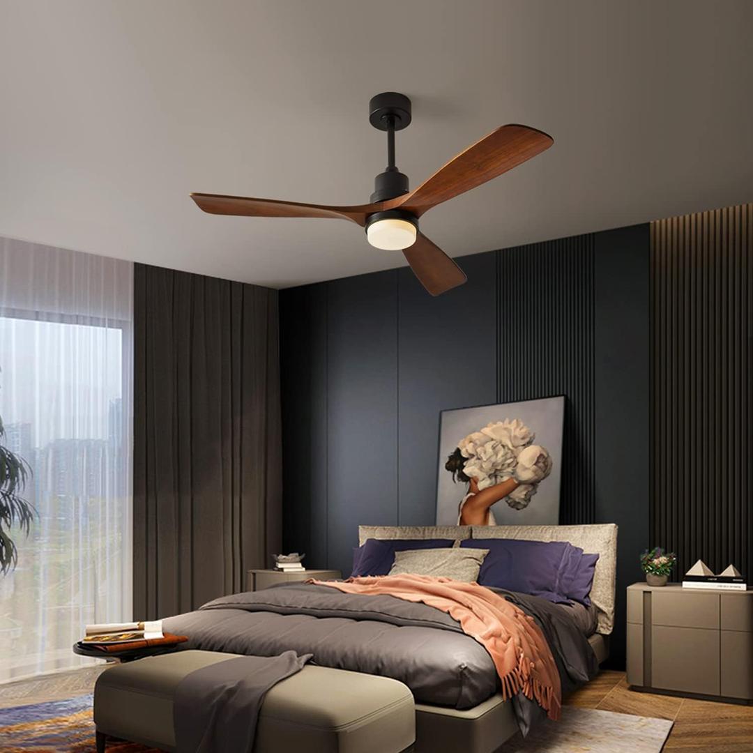 Modern Ceiling Fans with Lights, 3 Wood Fan Blades, 52" Black with Remote Control, Noiseless Reversible DC Motor for Bedroom/Living Room/Study/Patio Modern Ceiling Fans with Lights, 3 Wood Fan Blades, 52" Black with Remote Control, Noiseless Reversible DC Motor for Bedroom/Living Room/Study/Patio