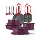 CAROTE 21pcs Pots and Pans Set, Nonstick Cookware Set Detachable Handle, Induction Kitchen Cookware Sets Non Stick with Removable Handle, RV Cookware Set, Gold and Purple (Ultra Violeta)