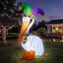 Jenaai 6.8 ft Mardi Gras Inflatable Decorations Huge Outdoor Inflatable Pelican with Crown Necklace Blow up Yard Decoration Built-in LED Lights Blow up Pelican for Lawn Garden Carnival Party Supplies