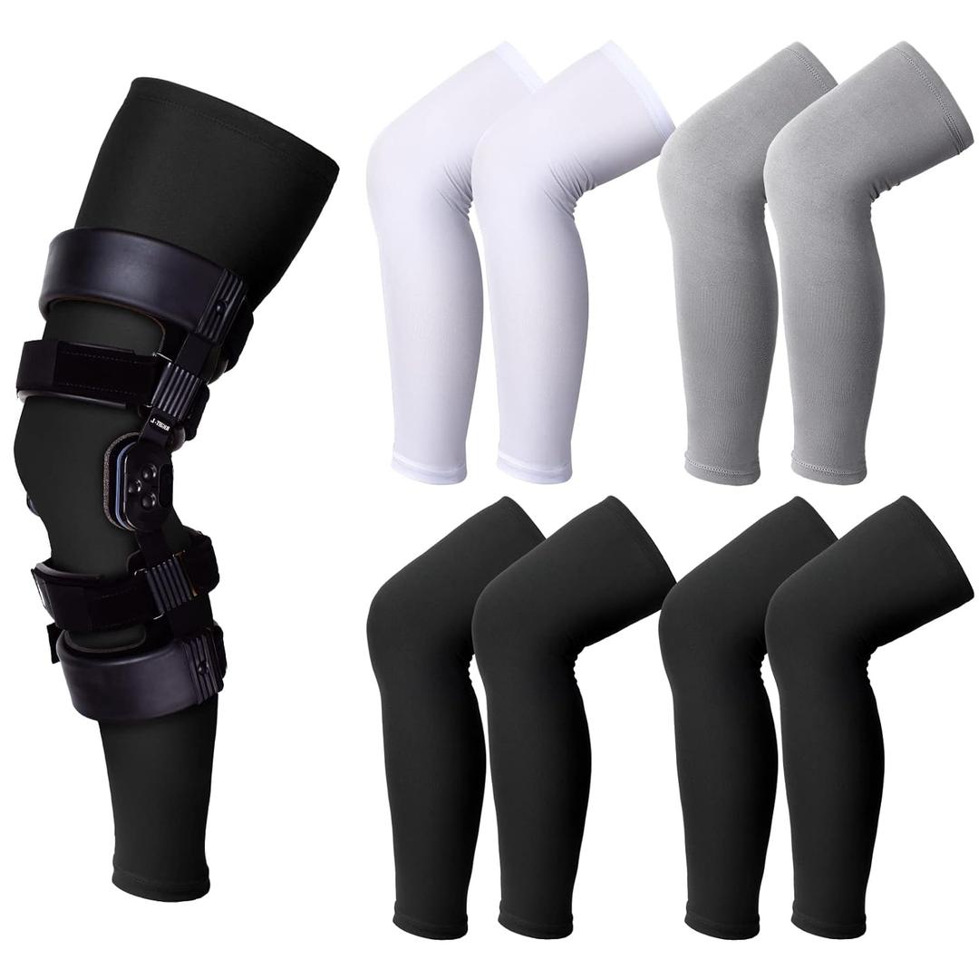Sosation 4  Pairs Knee Brace Undersleeve Knee Sleeve for Under Brace Closed Patella Compression Breathable Leg Sleeves for Men Women Thigh Shin Support for Sports Protector(Medium)