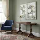 2 Pcs Boho Wildflowers Canvas Wall Art Green Bohemia Abstract Floral Botanical Painting Picture Wall Decor Poster Print Artwork for Living Room Bedroom Bathroom Home Decoration, 16x24in