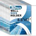 Aheroi 30Pcs Acrylic Sign Holder 8.5 x 11, Clear Wall Sign Holder 8.5 x 11 Wall Mount with 60 Tape, No Drilling Acrylic Wall Frame Paper Holder Document Holder for Office Home Restaurant