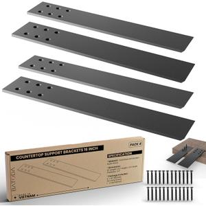 BATODA 16" Countertop Mounted Support Brackets (4 pcs) for Granite - Heavy Duty L Shelf Bracket - DIY Open Shelving Knee Wall Support - Mounting Hardware Included (Pack 4)