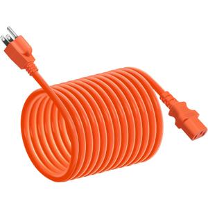 YEZriler 5M/16.4FT Heavy-Duty Charging Cable for Jackery Power Station Explorer 3000/2000/1500/1000, Ecoflow Delta/River/Series, Bluetti EB3A, Anker 757/767, 125Volt 15Amps AC Power Cord - Orange