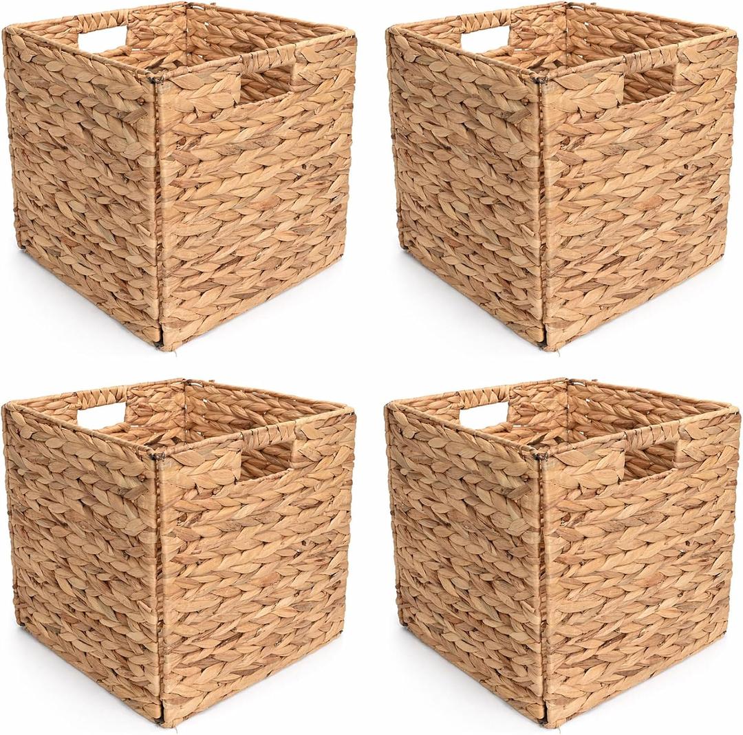 12In Foldable Wicker Baskets Cube Storage 4 Pack for Cube Shelves