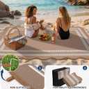 Garvee Waterproof Outdoor Rug 9x12, Scalloped Geometric Foldable Plastic Straw Patio Camping Rug, Outdoor RV Carpet for Deck Camper Porch Balcony Backyard Picnic Beach Brown and White