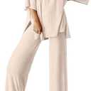 Ekouaer Lounge Sets for Women Short Sleeve Tops and Long Pants Soft Comfy Pajamas Set 2 Piece Outfits