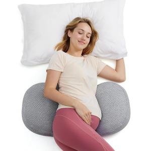 Momcozy Portable Pregnancy Pillow  W Shaped Maternity Support for Side Sleepers, Adjustable Travel Wedge Pillow for Back, Belly, and Hip Relief, Ideal for Pregnant Women, Deep Grey