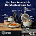 GoodCook Ceramic Cookware Set 14-Piece with Removable Handles, Nonstick Pots & Pans, Induction & Oven Safe, Sage Green