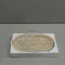 DN DECONATION Resin Decorative Tray with Legs, 4 Footed Coffee Table Trays Decor, Travertine Look Vanity Tray for Perfume Jewelry Bathroom Soap Kitchen Countertop Dresser, Oval 9.53x1.97in