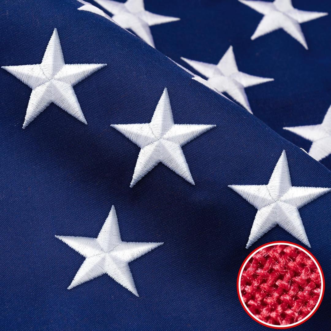 American Flag 20x38 ft TearProof Series, Heavy Duty Tough Spun Polyester USA Flags High Wind, US Flags for Outside Outdoor with Durable Embroidered Stars Sewn Stripes, 7 Brass Grommets