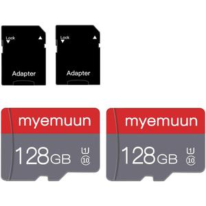 2 Pack 128 GB Micro Memory Card with Adapter, TF Memory Card Class 10, Mini Memory Card for Smartphone/Tablet/Camera/Personal Computer (128GB*2)