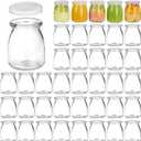 40 Pack 6.7 oz Clear Glass Jars With PE Lids,Glass Yogurt Container,Glass Pudding Jars Yogurt Jars for Milk,Jams,Jelly,Mousse,Honey and More