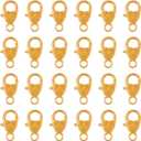 KISSITTY 50-Piece Tibetan Golden Large Heart Lobster Claw Clasps 1x0.55 Inch Jewelry Making Findings