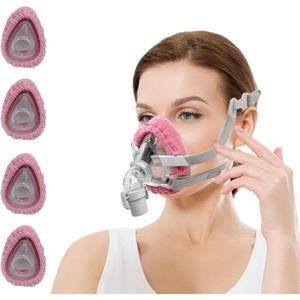 playWooWgo 4 Pack CPAP Full Face Mask Liners Compatible with F20 Full Face Mask Comfort Reusable Cushion Covers Absorbs Facial Oils and Moisture Improve The Comfort of Wearing The Mask (Pink, Medium)