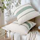 DUZXLCQ Throw Pillow Covers 18x18 Inch Pack of 2 Boho Decorative Pillow Cases Cushion Covers for Living Room Bedroom Couch Farmhouse Decorative Cushion Case Bohemian Home Decor Sage Green