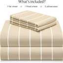 LuxClub 4 PC King Size Sheet Set, Breathable Luxury Bed Sheets, Deep Pockets 18" Wrinkle Free Cooling Machine Washable Hotel Bedding (Striped Cream)