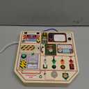 JAUNTY Montessori Wooden Busy Board for Toddlers 3 4 5 Years Old, Wooden Sensory Toddler Toys with LED Light Switches, TV Radio Telegram and Car Driving, Travel Toys Birthday for Boys Girls