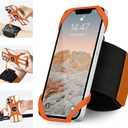 3in1 Phone Holder for Running,Arm Band/Wrist Holder/Bike Mount,Phone Armbands 360 Rotation & Detachable Fit All 4.5-7" Phone for iPhone 17/16/15/Pro/14/13/12/mini/Pro Max/XS/XR (Orange)