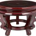 BESTOYARD Wooden Plant Stand Indoor Outdoor, Dark Red Round Flower Pot Holder, Sturdy Oriental Display Base for Fish Bowl, Vase, Succulent, 6.29*4 Inch