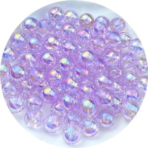Tingoons  10mm Acrylic Round Beads Clear AB Colors Bubble Spacer Beads Loose Craft Beads for DIY Jewelry Making Bracelet Necklace Earring Ornament Wind Chimes Key Chains(Light Purple AB)