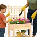 Raised Garden Bed with Trellis - Elevated Wooden Planter Box with Legs, Detachable Bottom, Side Hooks & Rack - Easy to Assemble, No Tools Needed, Beginner Gardeners, Patio, Outdoor