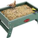 Kingsyard Ground Bird Feeder for Outdoors - Recycled Plastic Platform Feeder for Wild Birds, Squirrels, Chicken, 5 LBS Large Capacity, Green