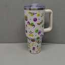 Pigsaly Carnival Mardi Gras 30oz Stainless Steel Vacuum Insulated Tumbler With Lid And Straw Fat Tuesday Carnival Tumbler With Handle Double Wall Vacuum Travel Coffee Mug Water Bottle For Women Men (Multicolor)