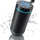 Comiso Bluetooth Speaker, IP65 Waterproof Portable Speaker with 360 HD Stereo Sound, Punchy Bass, TWS Pairing, 24H Playtime, Wireless Speakers for Home/Outdoor/Camping/Beach, Gifts for Unisex (Black)