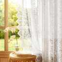 Rinwoc Vintage Lace Sheer Curtains 84" 2 Panels White, Elegant Floral Soft Fabric, Scalloped Edge, Easy Install Rod Pocket Drapes for Bedroom Living Room & French Door 52W x 84L
