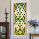 Window Privacy Film, Stained Glass Rainbow Decorative Window Cling for Glass Door, Static Cling Non Adhesive Privacy Covering, Sun Blocking UV Film for Home Office (Geometric Glass Floral)